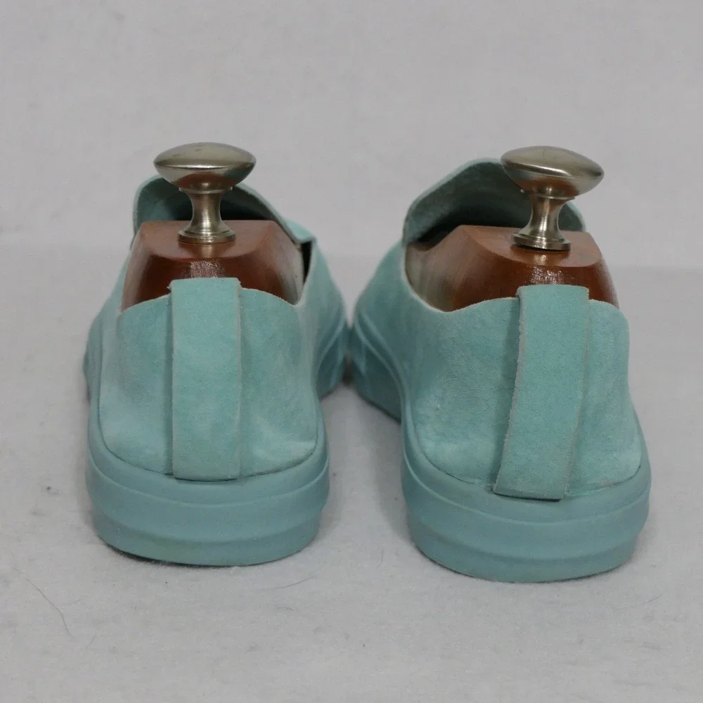 Savale Mens Glover Shoes 6 Turquoise Blue Pig Suede Minimalist Loafer Slip On